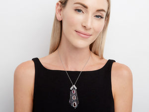 Kazanjian Tourmaline & Garnet Pendant in 18K White Gold by Patrick Mauboussin