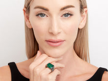 Load image into Gallery viewer, Carved Emerald Ring in 18K White Gold, by Rhonda Farber Green
