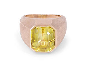 Yellow Sapphire, 12.79 Carats, Cocktail Ring in 18K Rose Gold