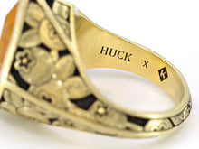 Load image into Gallery viewer, Orange Sapphire, 10.20 Carats, Engraved Cocktail Ring in 18K Yellow Gold
