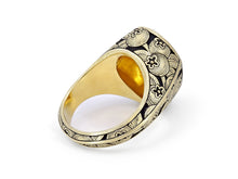 Load image into Gallery viewer, Orange Sapphire, 10.20 Carats, Engraved Cocktail Ring in 18K Yellow Gold
