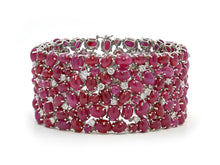 Load image into Gallery viewer, Kazanjian Cabochon Ruby &amp; Diamond Bracelet in Platinum
