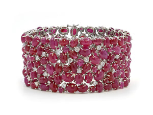 Kazanjian Cabochon Ruby & Diamond Bracelet in Platinum