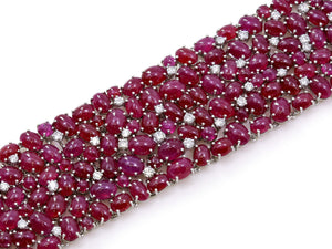 Kazanjian Cabochon Ruby & Diamond Bracelet in Platinum