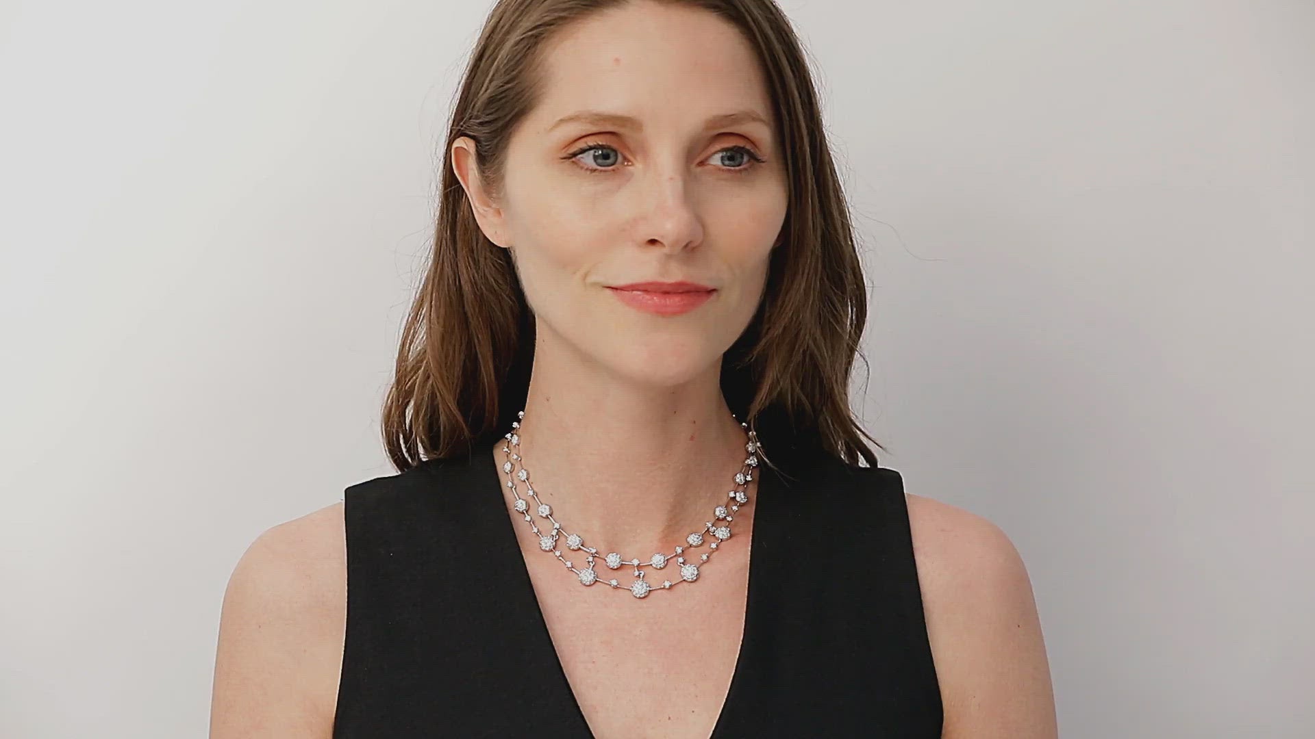 Load video: Constellation Diamond Necklace, in 18K White Gold